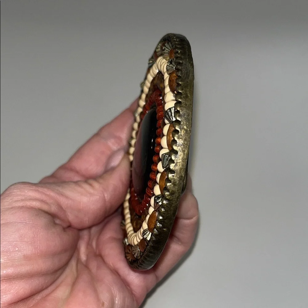 Source Unknown Multicolor Earthy Beaded Belt Buckle